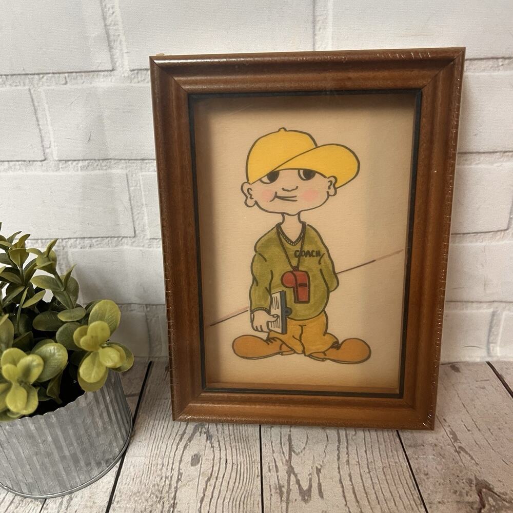 Vintage Gift For COACH Sports Framed Drawing Sealed NOS Giftco Inc